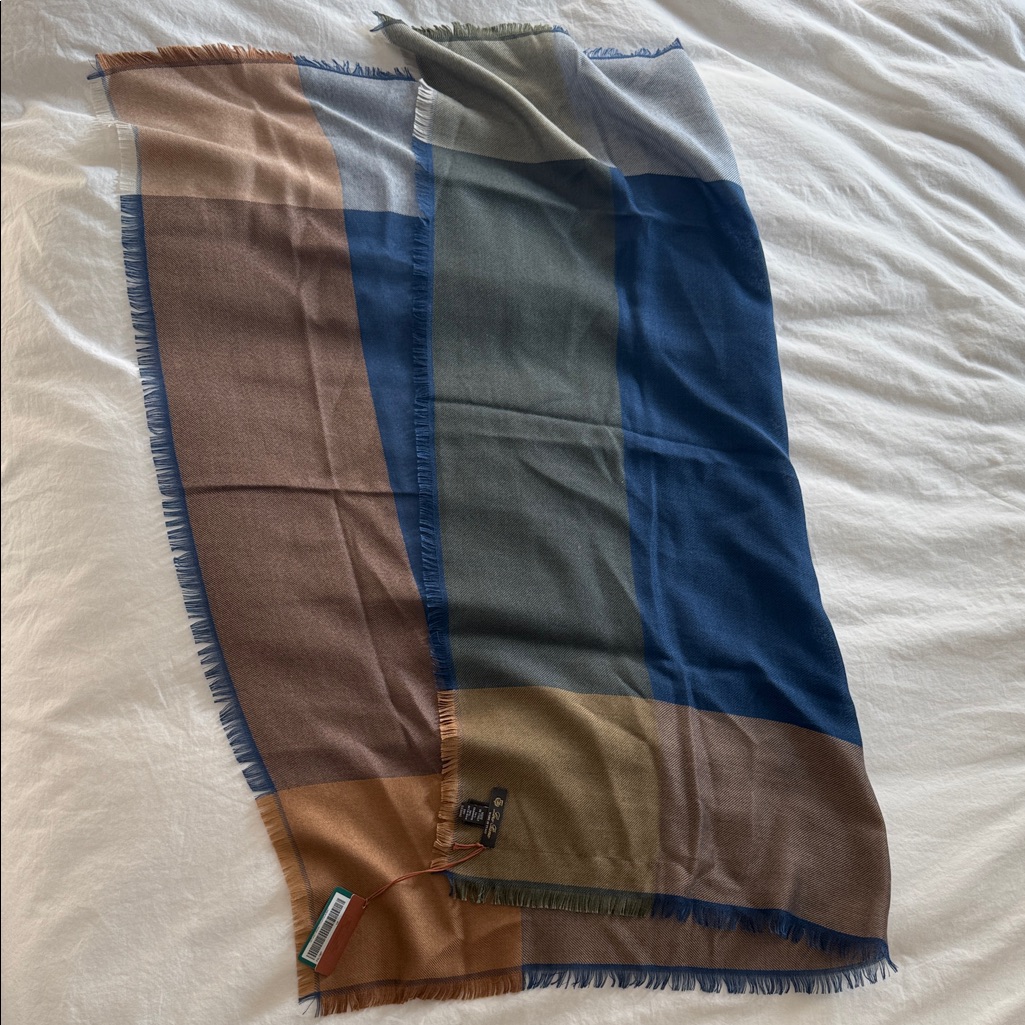 Loro Piana Cashmere And Silk Color Block Scarf